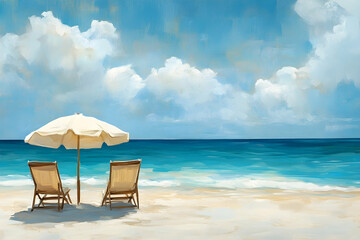 lounge chairs on a tropical beach