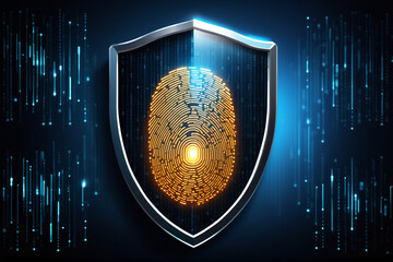 A glowing shield with binary code, symbolizing data security in cyberspace