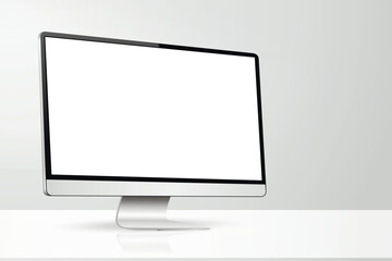 Workspace with computer blank screen mockup