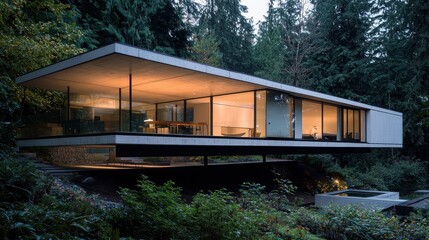 Minimalist Home with Cantilevered Design