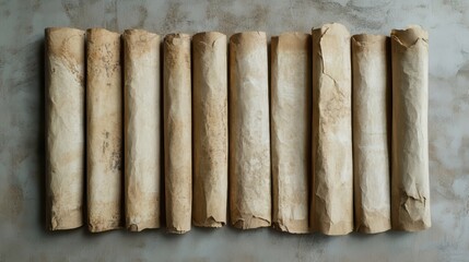 Rolled Antique Documents or Paper on Background