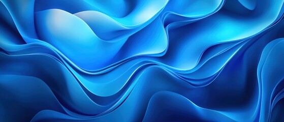 Fototapeta premium Vibrant Abstract Texture with Glowing Blue Shades and Soft Wavy Forms for Creative Digital Backgrounds