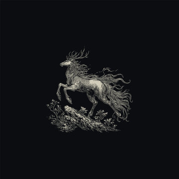 kirin mythical animal design vector template logo t-shirt illustration