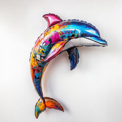 Vibrant Graffiti-Style Dolphin Balloon on a White Background