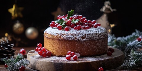 Powdered Sugar Cake with Berries