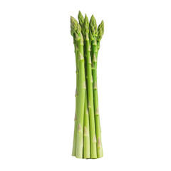 Fresh asparagus stalks, vibrant green, isolated on a white background.