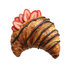 Chocolate Drizzled Croissant with Fresh Strawberries