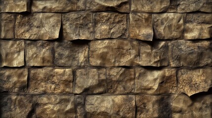 Brown textured stone wall facade background.