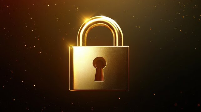 Golden padlock on a digital background, symbolizing security and data protection.