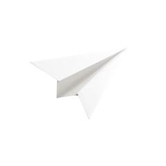 Simple white paper airplane in mid-flight against a plain background in crisp detail
