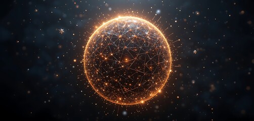 Fototapeta premium Digital Sphere: Global Network with Glowing Connections in the Dark Space