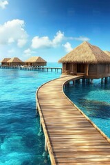 Fototapeta premium bungalow on the ocean. Selective focus