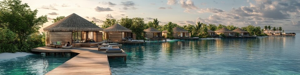 bungalow on the ocean. Selective focus