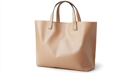 Light beige, textured tote bag, simple design, studio shot, neutral backdrop, structured, leather like material, classic style, no people, elegant