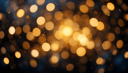 Obraz premium Golden Bokeh Lights on Dark Background: Festive and Elegant Design