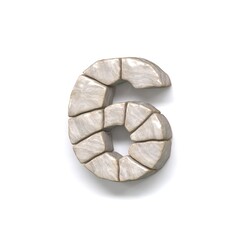 Stone wall font Number 6 SIX 3D