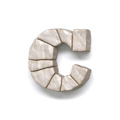 Stone wall font Letter C 3D