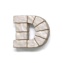 Stone wall font Letter D 3D