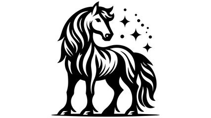 Adobe Illustrator ArVector black horse silhouette isolated view. Horse silhouette.Black color bold and line vector illustrations eps 10 on a PNG background.twork