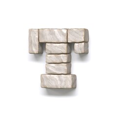 Stone wall font Letter T 3D