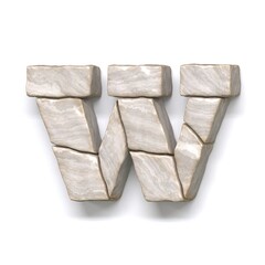 Stone wall font Letter W 3D