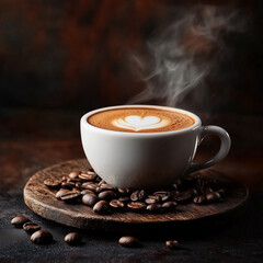 Fototapeta premium Rustic Coffee Cup with Creamy Foam