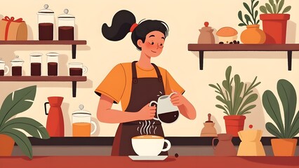 Barista's moment of concentration