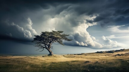 Fototapeta premium storm trees blowing in wind