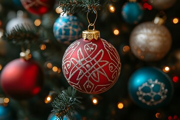 Christmas Holiday Ornament Close-Up on Festive Tree for Seasonal Decor and Design