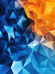 Obraz premium Blue and orange geometric polygonal grunge background. Hi-tech low poly banner vector design