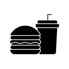 Fast Food Unhealthy Diet Icon. Vector Linear Illustration of Burger and Soda. Fast Food Unhealthy Diet in Line Style Design. Burger and Soda Symbol.