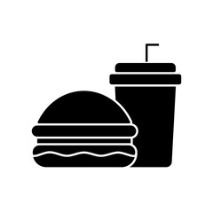 Fast Food Unhealthy Diet Icon. Vector Linear Illustration of Burger and Soda. Fast Food Unhealthy Diet in Line Style Design. Burger and Soda Symbol.
