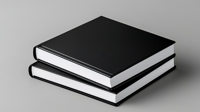 Stack Of Two Black Books On Light Grey Background