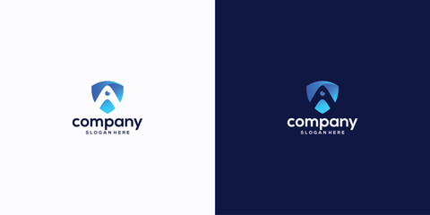 letter a and shield logo technology colorfull