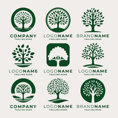 Set of tree logo template vector