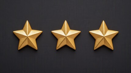 Obraz premium Artistic Arrangement of Golden Stars on a Glossy Black Surface Symbolizing Premium Accommodation and Luxury Experience