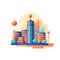 Naklejka premium Modern Cityscape. Vibrant Towers and Urban Design