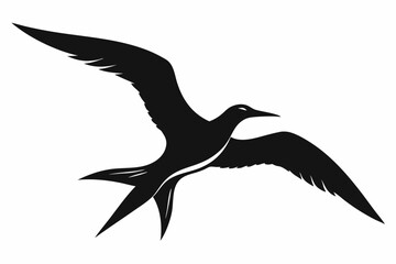 Monochrome Albatross Line Art Silhouette &ndash; Elegant Flying Bird Vector,Albatross Flying Silhouette Symbol Icon.