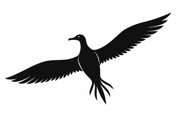 Monochrome Albatross Line Art Silhouette – Elegant Flying Bird Vector,Albatross Flying Silhouette Symbol Icon.