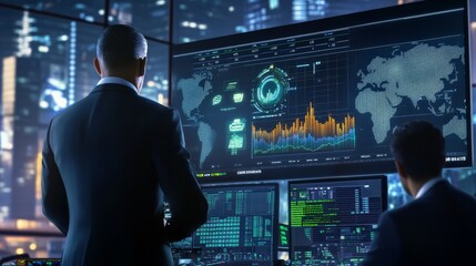 Business tycoon video game interface with stock trading, company growth, and acquisitions, simulation-style success.