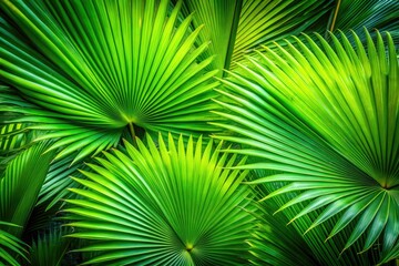 Obraz premium High-resolution close-up of lush tropical palm leaves, expertly composed using the rule of thirds.