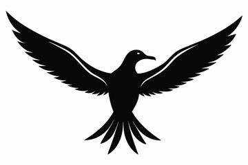 Monochrome Albatross Line Art Silhouette – Elegant Flying Bird Vector,Albatross Flying Silhouette Symbol Icon.