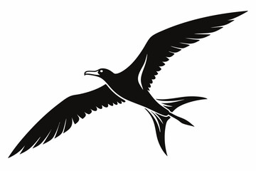 Monochrome Albatross Line Art Silhouette – Elegant Flying Bird Vector,Albatross Flying Silhouette Symbol Icon.
