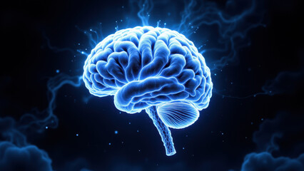 Brain with AI-like elements glowing on top.