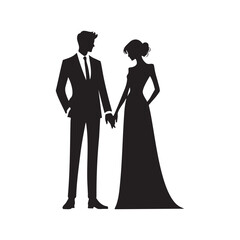Fototapeta premium Elegant Wedding Couple Silhouettes