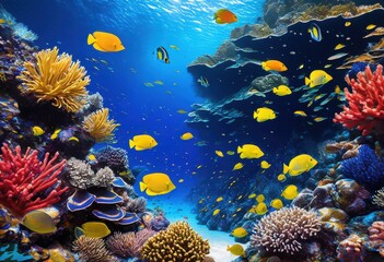 dynamic underwater shots showcasing variety colorful seafood species their natural habitat, aquatic, aquarium, blue, biodiversity, coral, conservation, crab