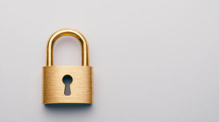 Fototapeta premium large golden padlock with keyhole symbolizes security and protection