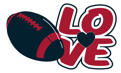 love - red and blue football ball, sport vector graphics, hockey, for street art - graffiti lettering typography - art illustration - multicolor - writen

