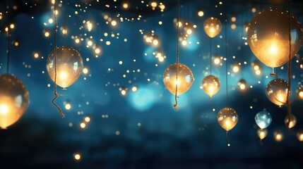 Obraz premium scene gold and blue balloons