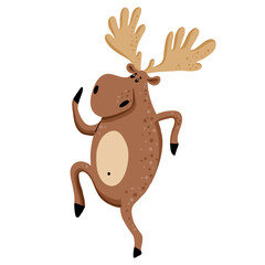 Fototapeta premium Children cute animal, dancing elk